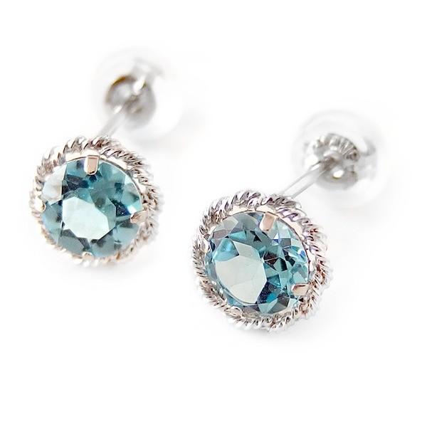 37 割引 返品不可 ピアス ブルートパーズ K14 ホワイトゴールド シンプル シリコン製ダブルロックキャッチ仕様 レディースアクセサリー 腕時計 アクセサリー ファッション Littlestaruc Com