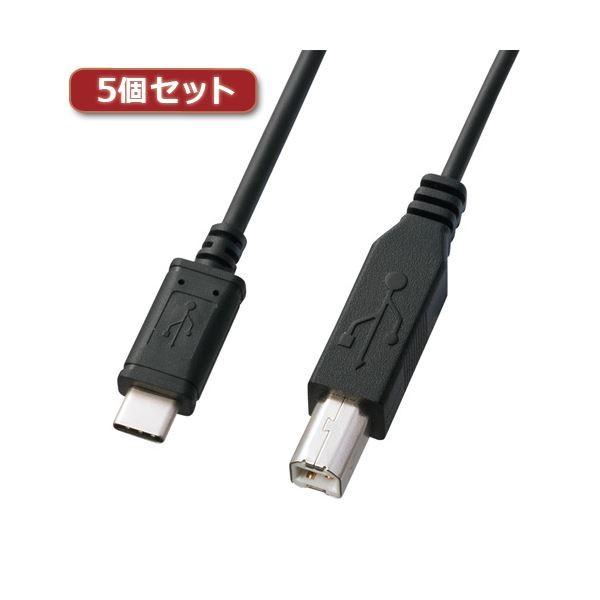 5個セット サンワサプライ USB2.0TypeC-Bケーブル KU-CB20X5 代引不可