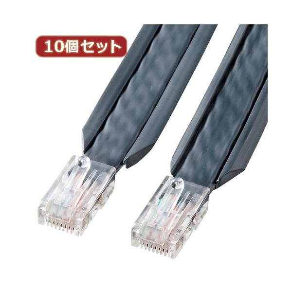 10個セット サンワサプライ アンダーカーペットLANケーブル（グレー・5m） KB-CP5-05X10 代引不可