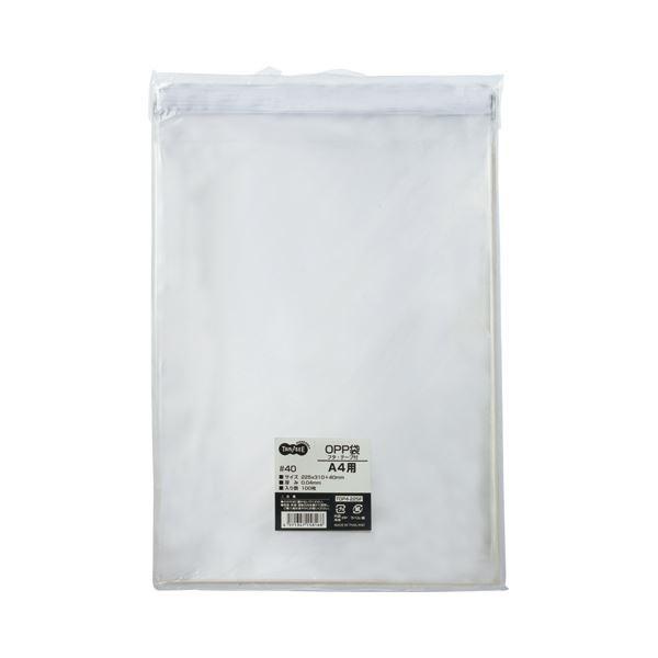 TANOSEE OPP袋 フタ・テープ付A4用 225×310+40mm 1セット（1000枚：100枚×10パック） 代引不可