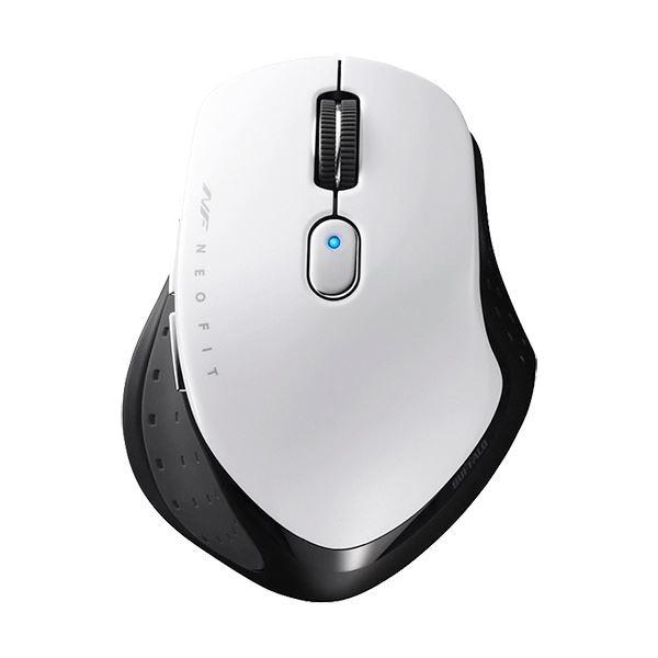 （まとめ）バッファロー 無線 BlueLED5ボタン ネオフィットマウス Mサイズ ホワイト BSMBW510MWH 1個〔×2セット〕 代引不可