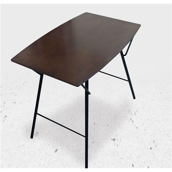 モダン 折りたたみテーブル 〔幅120cm〕 ダークブラウン×ブラック 日本製 耐荷重30kg 代引不可