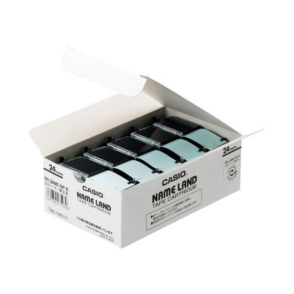 (まとめ）カシオ CASIO ネームランド NAME LAND スタンダードテープ 24mm×8m 白/黒文字 XR-24WE-5P-E 1パック(5個)〔×3セット〕 代引不可