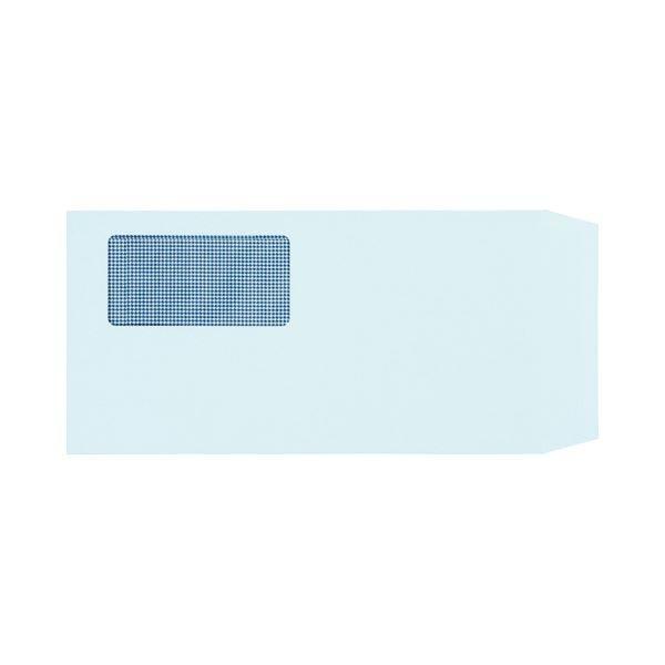 (まとめ）TANOSEE 窓付封筒 裏地紋付 ワンタッチテープ付 長3 80g/m2 ブルー 業務用パック 1箱(1000枚)〔×3セット〕 代引不可