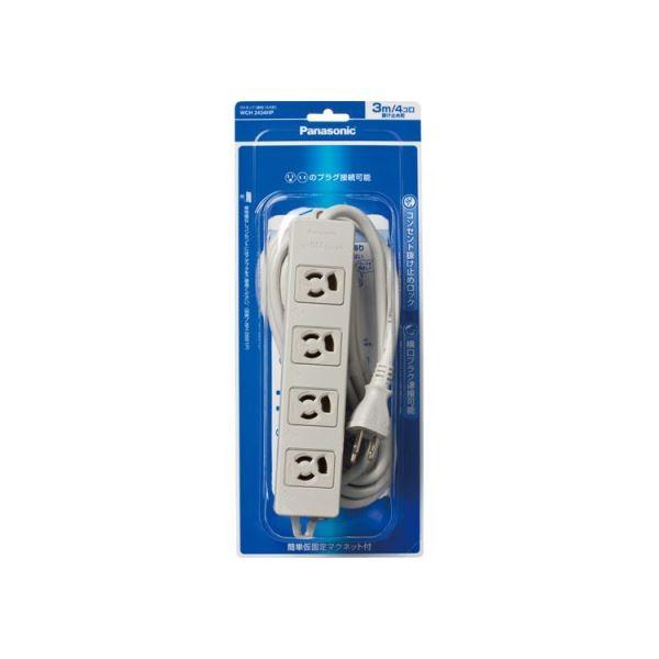 (まとめ) パナソニック マグネット付 OAタップ3P・4個口 グレー 3.0m WCH2434HP 1個 〔×5セット〕 代引不可