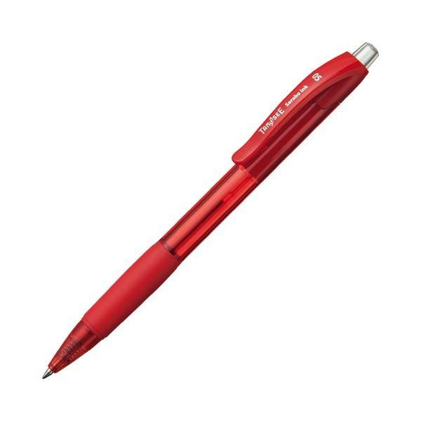 (まとめ) TANOSEE ノック式油性ボールペン（なめらかインク） 0.5mm 赤 1セット（50本） 〔×5セット〕 代引不可