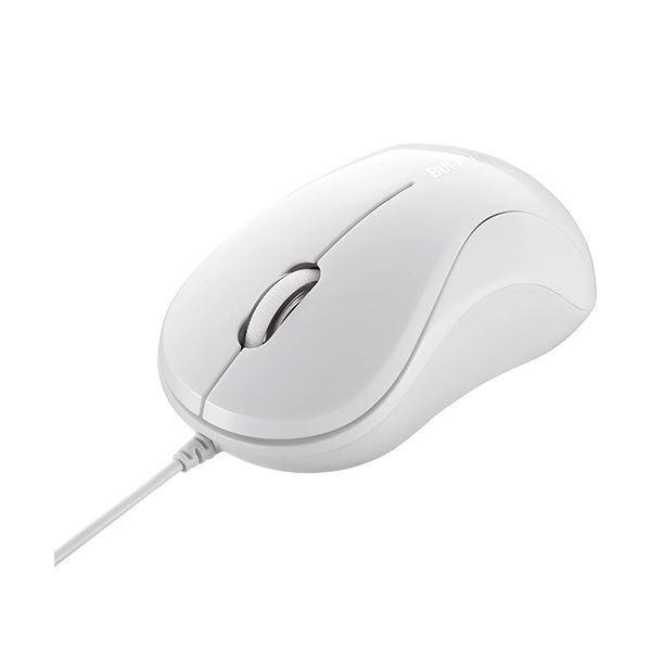 (まとめ) バッファロー 有線PS2 光学式マウス3ボタンタイプ ホワイト BSMOP050WHZ 1個 〔×10セット〕 代引不可_1