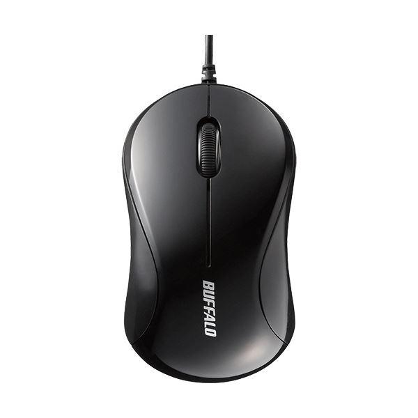 (まとめ) バッファロー 有線 光学式マウス3ボタンタイプ Sサイズ ブラック BSMOU050SBKZ 1個 〔×10セット〕 代引不可
