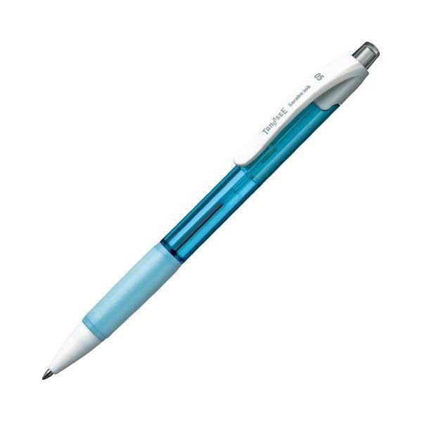 (まとめ) TANOSEE ノック式油性ボールペン（なめらかインク） 極細 0.5mm アクアブルー（インク：黒） 50本 〔×10セット〕 代引不可｜recommendo