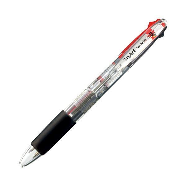 (まとめ) TANOSEE ノック式油性2色ボールペン（なめらかインク） 極細 0.5mm 1セット（10本） 〔×10セット〕 代引不可