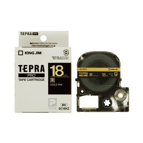 (まとめ) キングジム テプラ PRO テープカートリッジ パステル 18mm 黒／金文字 SC18KZ 1個 〔×10セット〕 代引不可
