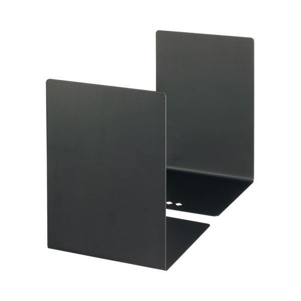 (まとめ) TANOSEE ブックエンド L型 大 ブラック 1組（2枚） 〔×10セット〕 代引不可