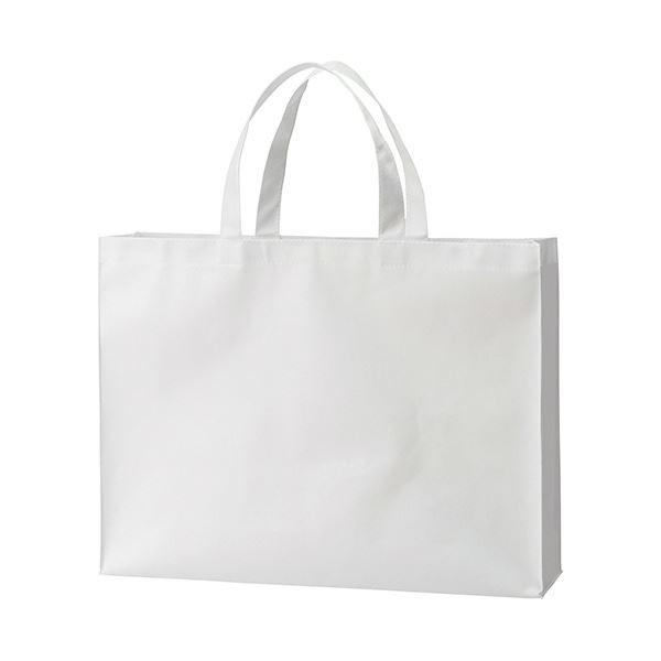 (まとめ) TANOSEE 不織布バッグ 大ヨコ530×タテ400×マチ幅120mm ホワイト 1パック（10枚） 〔×10セット〕 代引不可