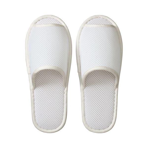 (まとめ) TANOSEE ウォッシャブル メッシュスリッパ ホワイト 1足 〔×10セット〕 代引不可