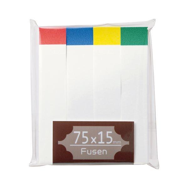 (まとめ) TANOSEE ふせん 75×15mm ホワイト（4色帯入） 1パック（4冊） 〔×30セット〕 代引不可