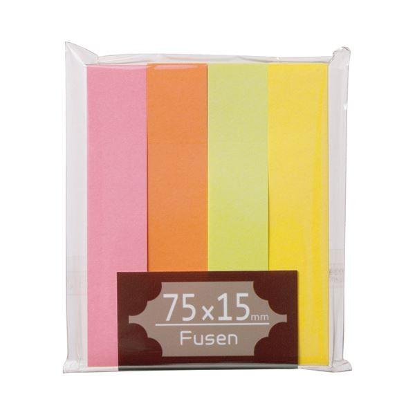 (まとめ) TANOSEE ふせん 75×15mm ブライトアソート 1パック（4冊） 〔×30セット〕 代引不可