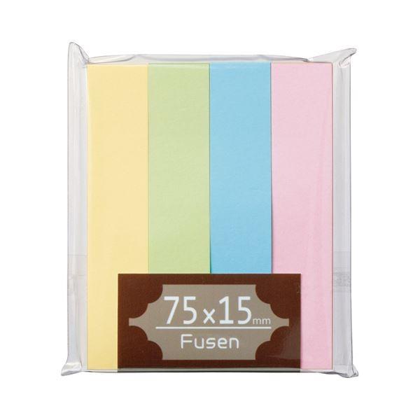(まとめ) TANOSEE ふせん 75×15mm パステルアソート 1パック（4冊） 〔×30セット〕 代引不可