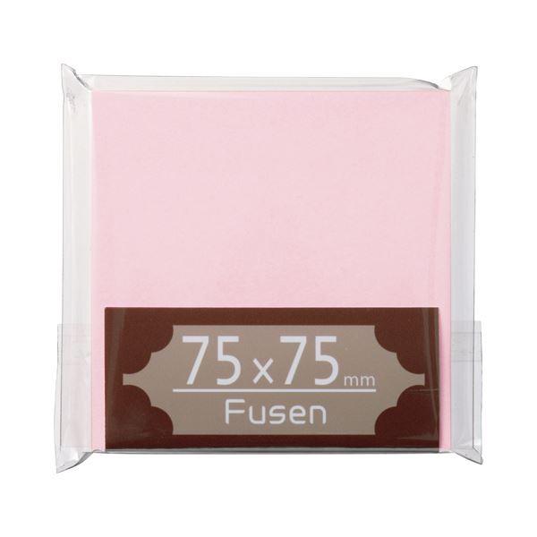(まとめ) TANOSEE ふせん 75×75mm 桃 1冊 〔×50セット〕 代引不可