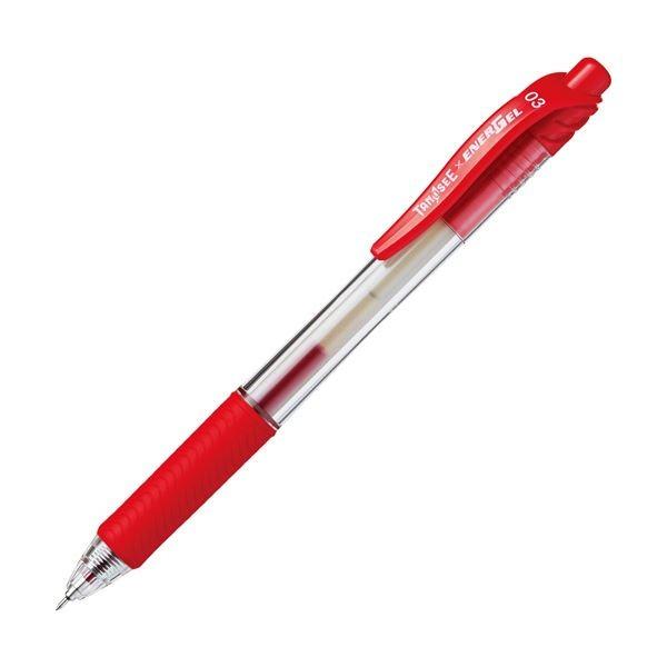 (まとめ) TANOSEE ノック式ゲルインクボールペン ニードルタイプ 0.3mm 赤 1本 〔×300セット〕 代引不可