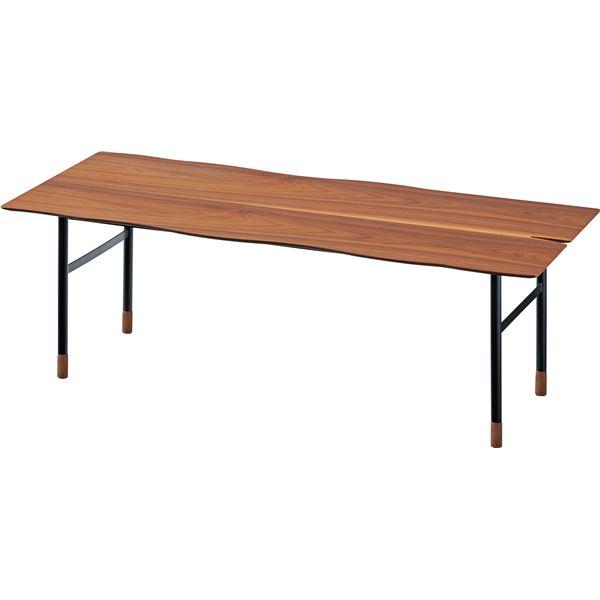 ローテーブル/センターテーブル 〔ウォールナット〕 約幅110cm×奥行48.5cm×高さ38cm スチール 〔リビング〕 〔組立品〕 代引不可