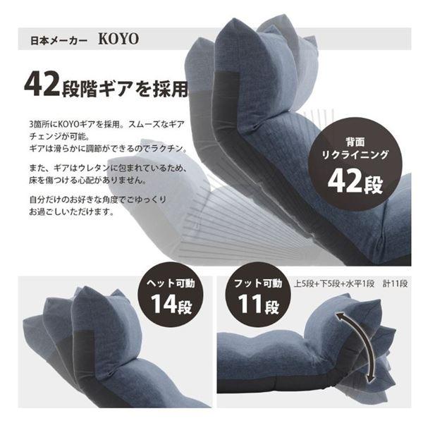 リクライニング フロアチェア/座椅子 〔ターコイズブルー〕 幅54cm 日本製 折りたたみ収納可 スチールパイプ ウレタン 代引不可_3