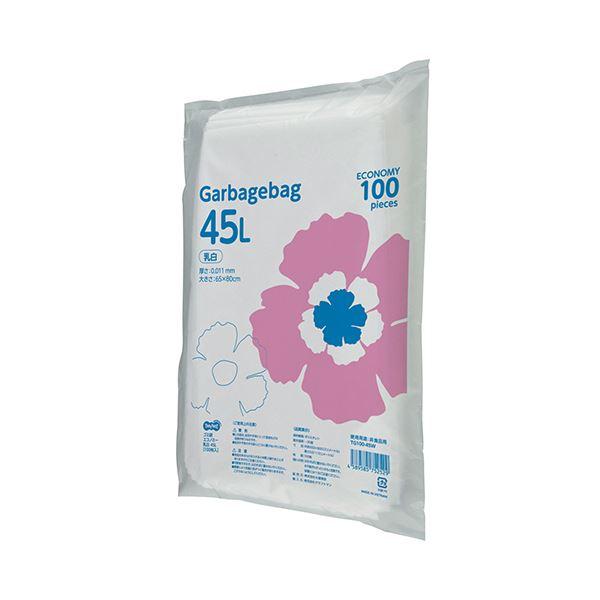TANOSEE ゴミ袋エコノミー乳白半透明 45L 1セット（1000枚：100枚×10パック） 代引不可