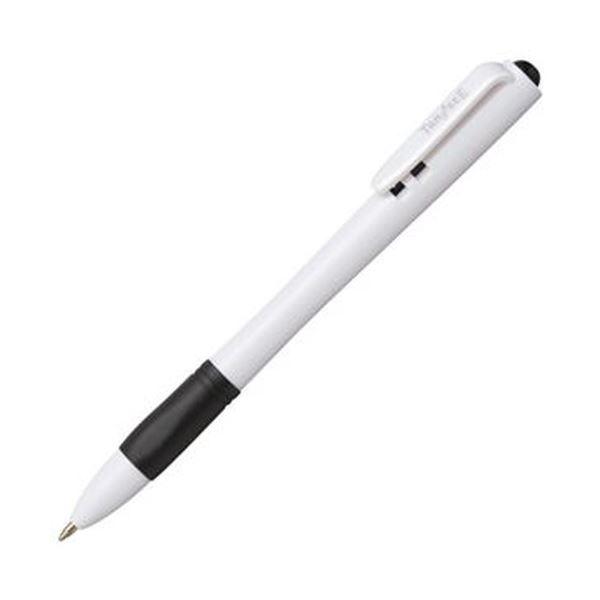 （まとめ）TANOSEE ノック式油性ボールペングリップ付 0.7mm 黒（軸色：白）1パック（10本）〔×50セット〕 代引不可