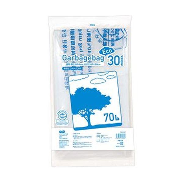（まとめ）TANOSEE リサイクルポリ袋（エコデザイン）透明 70L 1パック（30枚）〔×20セット〕 代引不可