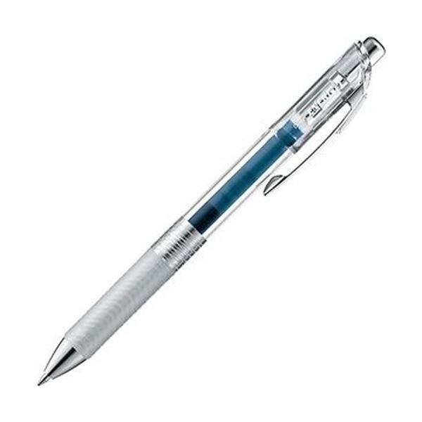 （まとめ）ぺんてる ゲルインクボールペン ノック式エナージェル インフリー 0.7mm ブルー ブラック（軸色：クリア）BL77TL-CA 1セット（10本）〔×10セット〕