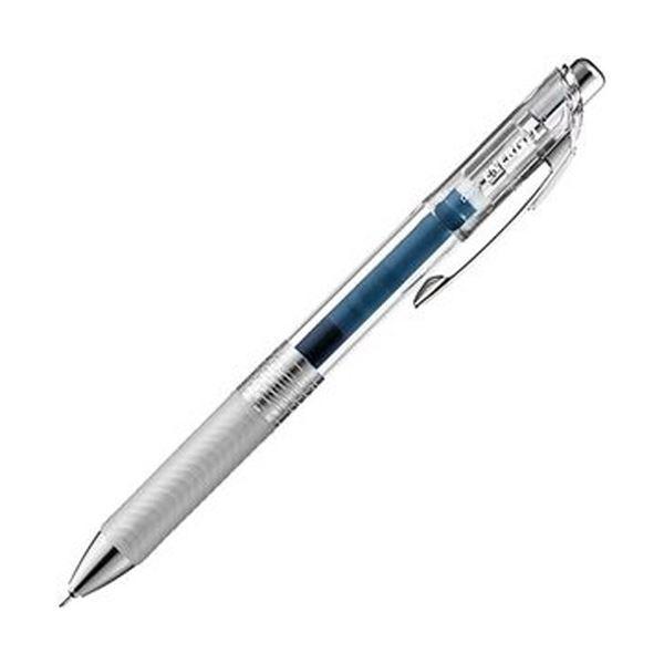 （まとめ）ぺんてる ゲルインクボールペン ノック式エナージェル インフリー 0.5mm ブルー ブラック（軸色：クリア）BLN75TL-CA 1セット（10本）〔×10セット〕