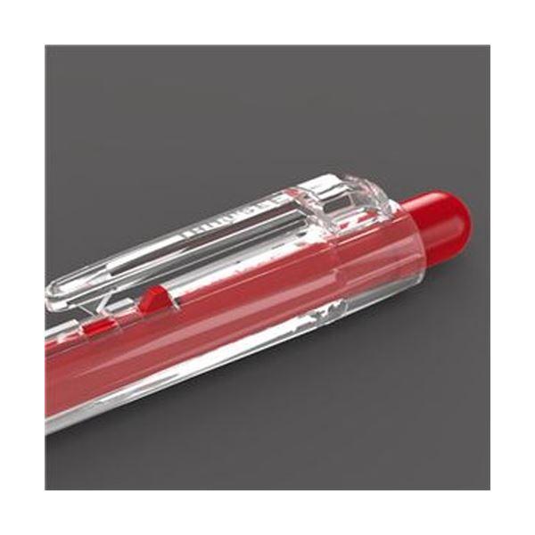 （まとめ）TANOSEE ノック式油性ボールペン0.7mm 赤（軸色：クリア）1セット（100本：10本×10パック）〔×5セット〕 代引不可の画像