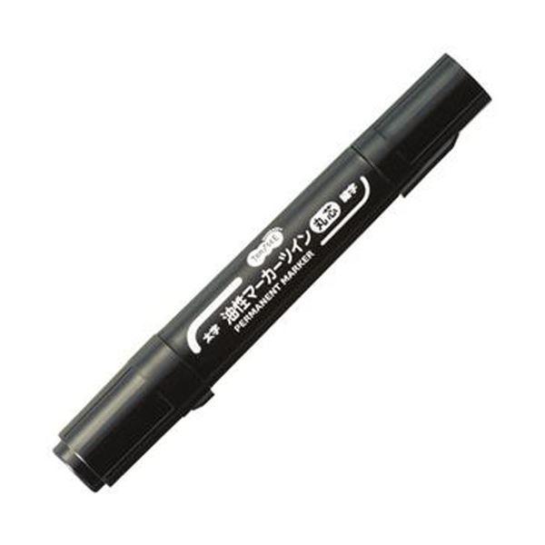 （まとめ）TANOSEE キャップ式油性マーカーツイン 太字（丸芯）+細字 黒 1セット（50本）〔×3セット〕 代引不可