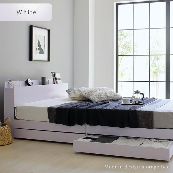 【新品】宮付き　引き出しのある木製セミダブルベッドＷＨ 新品】宮付き 引き出しのある木製セミダブルベッドWH 新品】宮付き