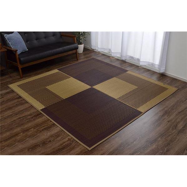 夏用 い草 ラグマット/絨毯 〔シンプル ベージュ 191×191cm〕 正方形 日本製 抗菌 防臭 防滑 湿度調節 ホットカーペット対応 代引不可_3