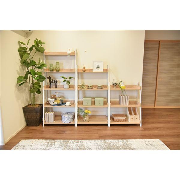 ラック 67cm幅 3段 スチール アイアン ホワイト/ナチュラル 〔組立品〕 代引不可の画像