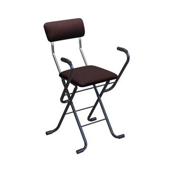 折りたたみ椅子 〔1脚販売 ブラウン×ブラック〕 幅46cm 日本製 スチール 代引不可
