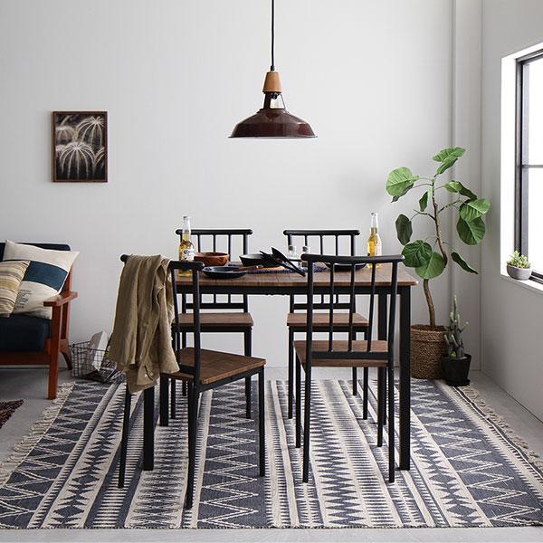 ダイニング テーブル 単品 幅 110 cm ブラウン × ブラック シンプル
