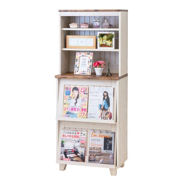 カントリー フラップキャビネット W60×D40（43.5）×H151cm 〔組立品