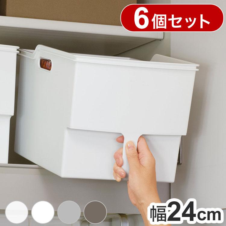6個セット 吊り戸棚ボックス ワイド 幅24cm 取っ手付き キッチン収納