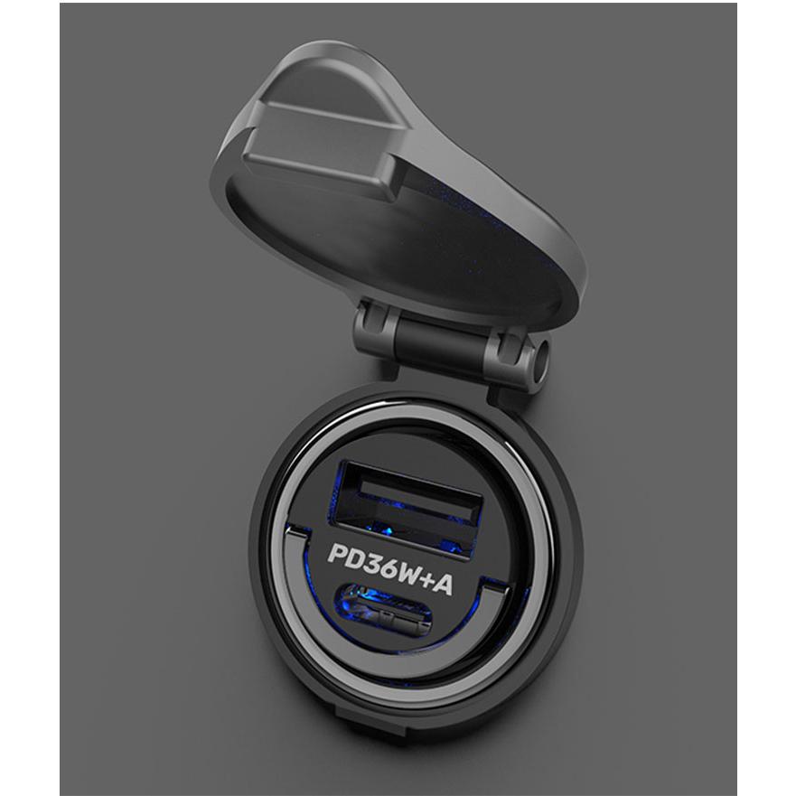 カシムラ 自動車DCソケット用USB電源 2ポート USB-A・Type-C USB PD