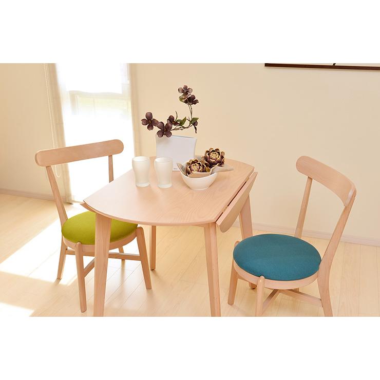 ダイニングテーブル 90cm幅 丸 両バタ ビーチ材 2人掛け用 木製 机