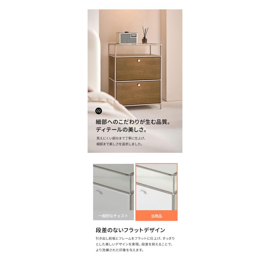 ステンレスモジュールキャビネット 60cm 2段 完成品 オールステンレス