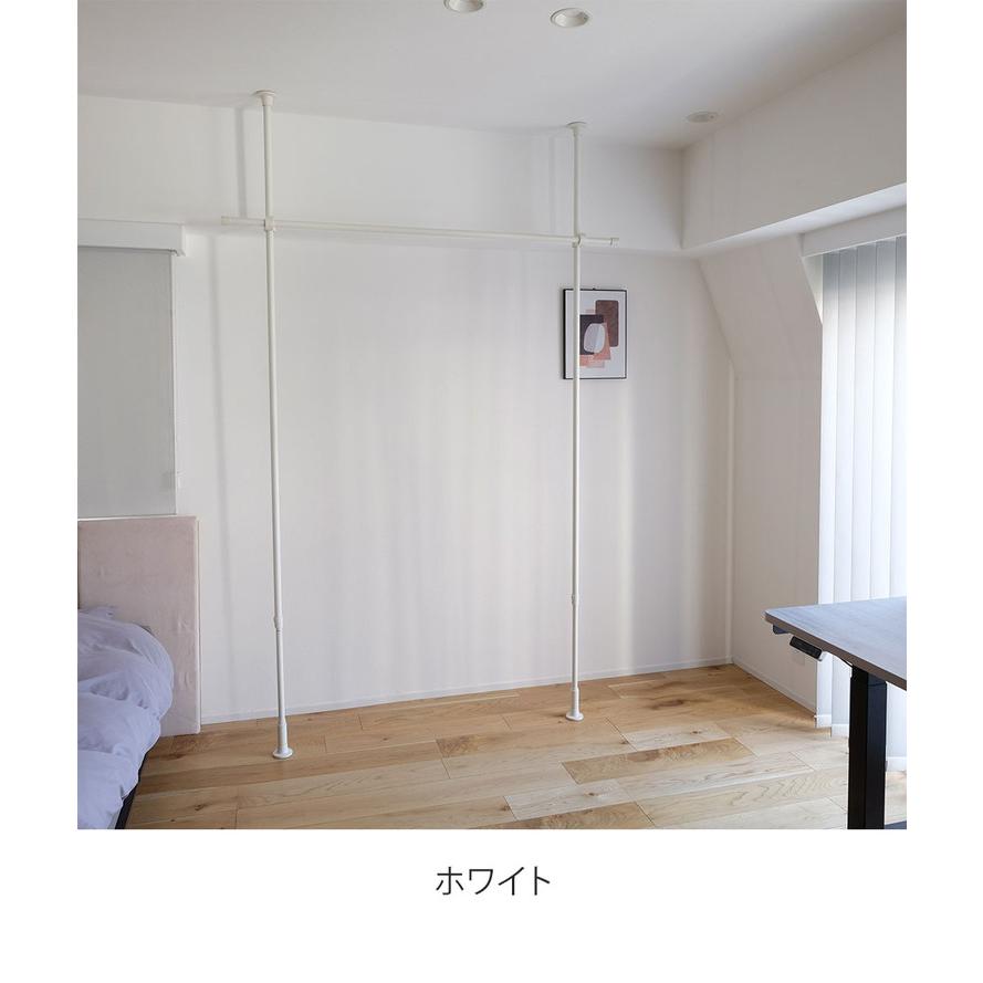 つっぱりハンガー 1段タイプ 幅70~120cm ハンガーラック 突っ張り棒 物干し竿 脱衣所 ランドリー おしゃれ 収納 リビング 寝室 賃貸 新生活 代引不可の画像