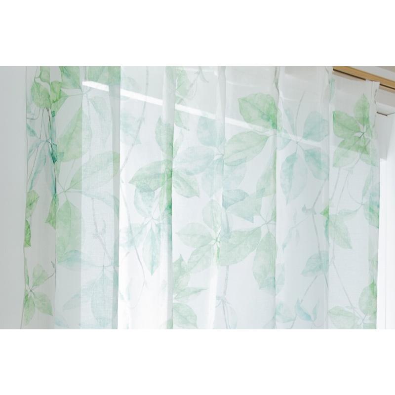 レースカーテン リーフ柄 ボイルカーテン 幅100~200 丈88~228 国産