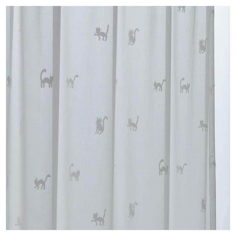 レースカーテン 2枚組 幅100cm 丈133/176/198cm 猫柄 ねこ 形状記憶