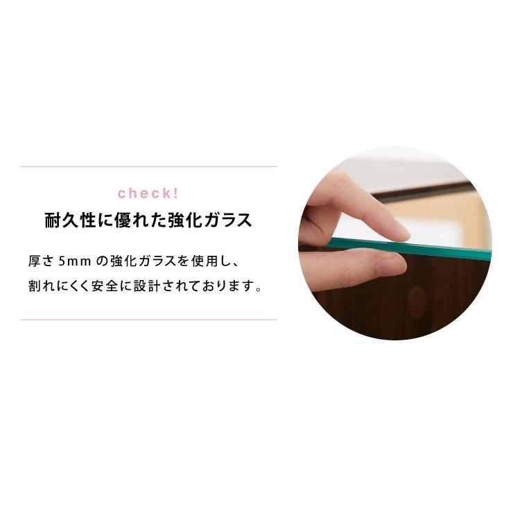 ガラステーブル、化粧台 ドレッサー 高さ129cm 三面鏡 ガラステーブル （ ハイタイプ