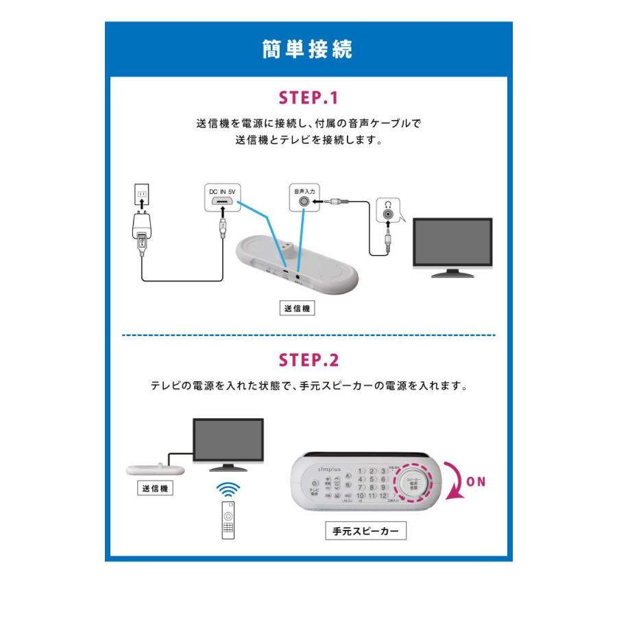 プレゼント ギフト お手元スピーカー スピーカー テレビ用 ワイヤレス 充電式 リモコン一体型 シンプル 補聴 耳元 テレビスピーカー｜recommendo｜10