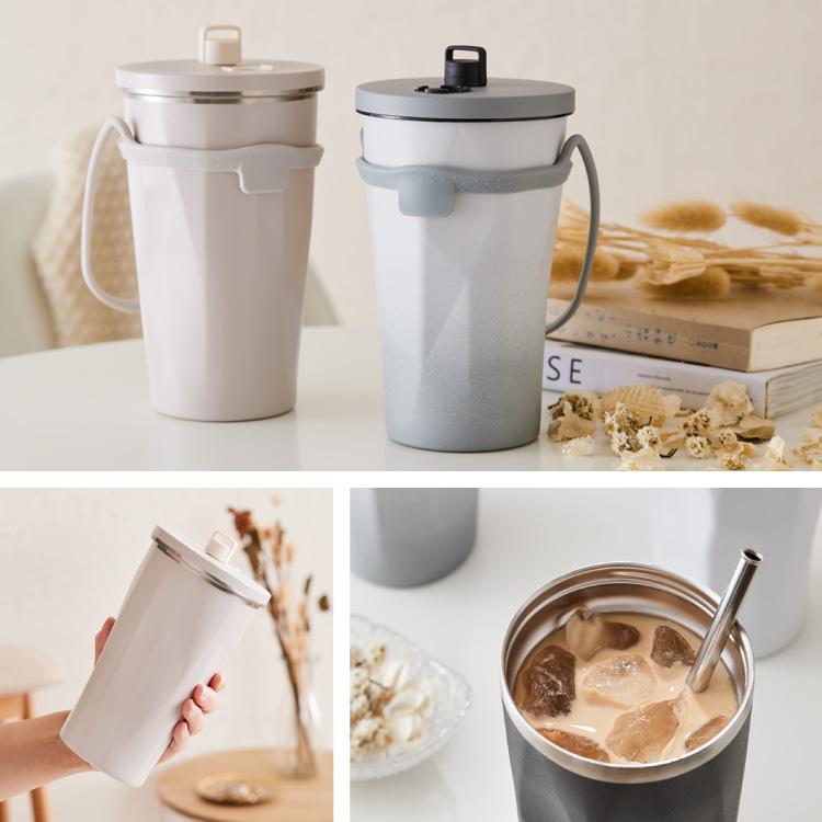 ストロー付きタンブラー 600ml 保冷 保温 蓋付き 持ち運び ストロー