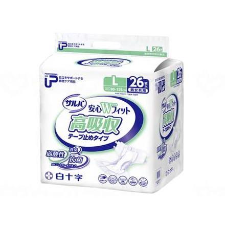 白十字 PUサルバ安心Wフィット 高吸収テープ 袋 L26枚 35613 代引不可