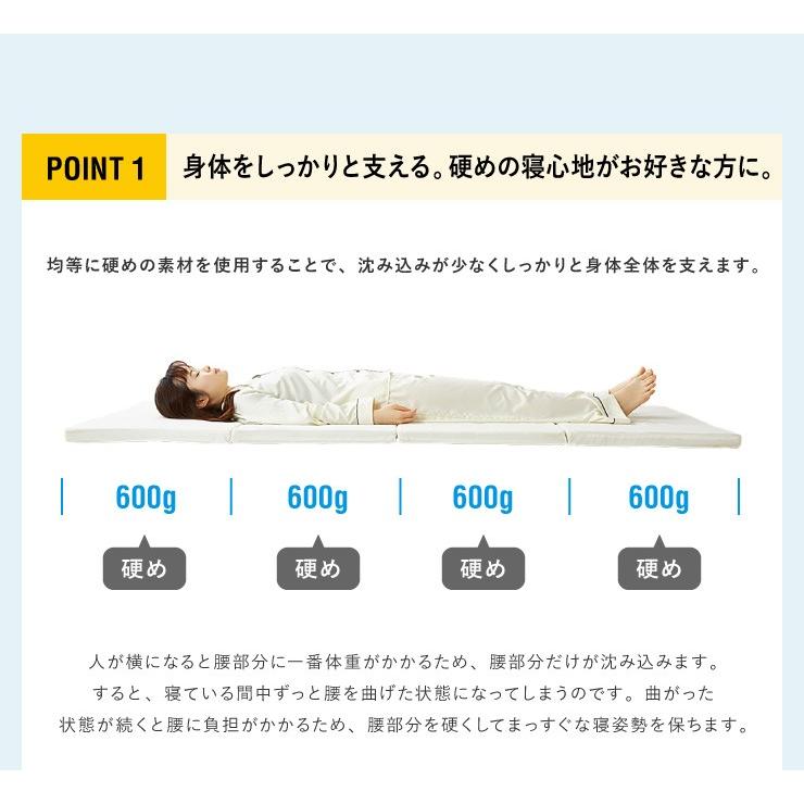 日本製 四つ折り 通気 マットレス シングル 高反発 硬め 折りたたみ 4つ折り かため 厚さ4cm 国産 レビュー＆報告でアイススプーンプレゼント 代引不可